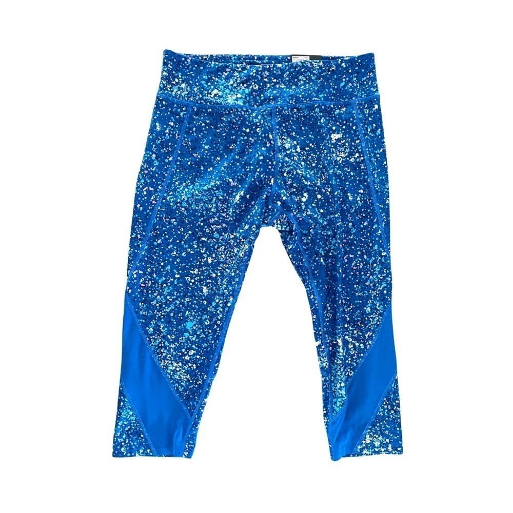 Tek Gear Mid Rise Blue Multi Splatter Performance Capri Leggings NWT Size XL